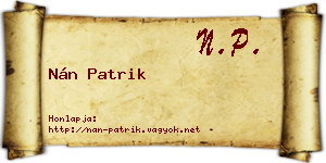 Nán Patrik névjegykártya
